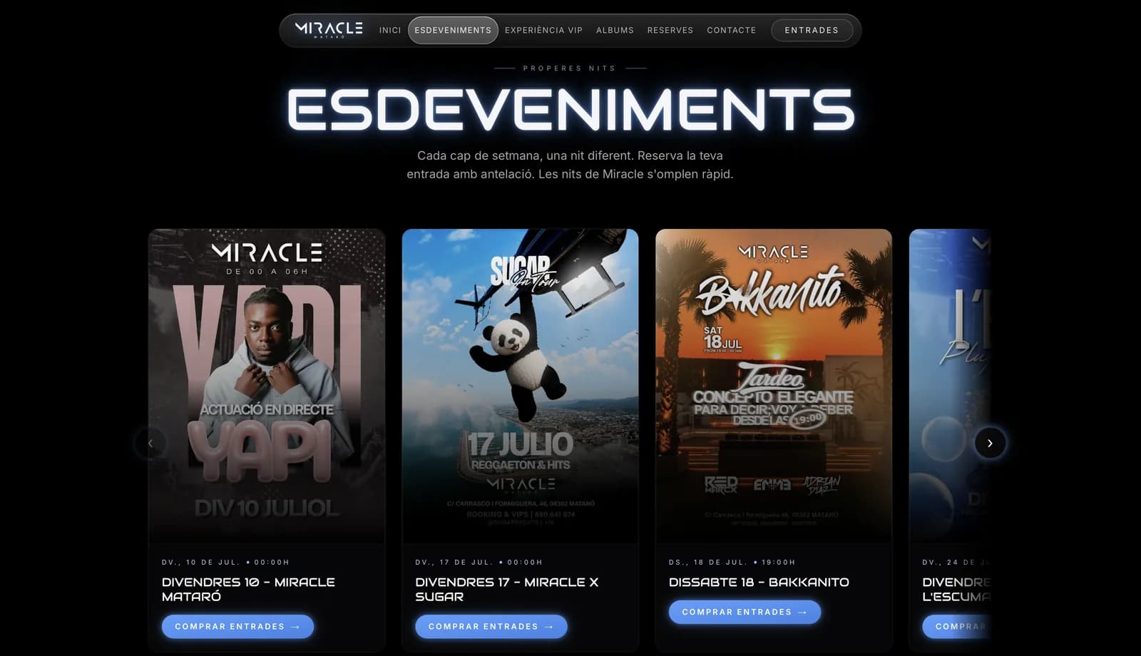 Miracle Mataró — Plataforma de eventos y ticketing a medida